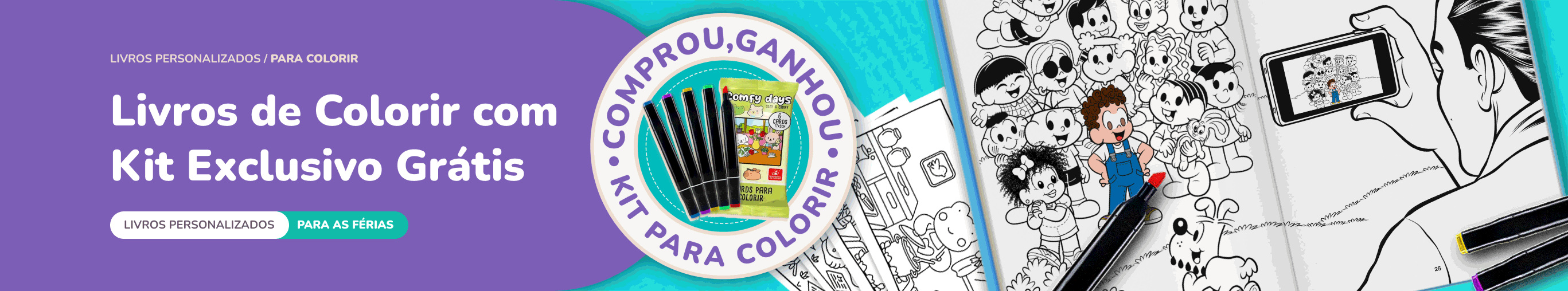 Livros de Colorir - Turma da Mônica, 3 Palavrinhas e mundo Bita